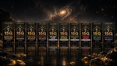 All ten flavors in a row, angle one