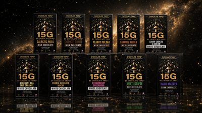 All ten flavors in a row, angle two