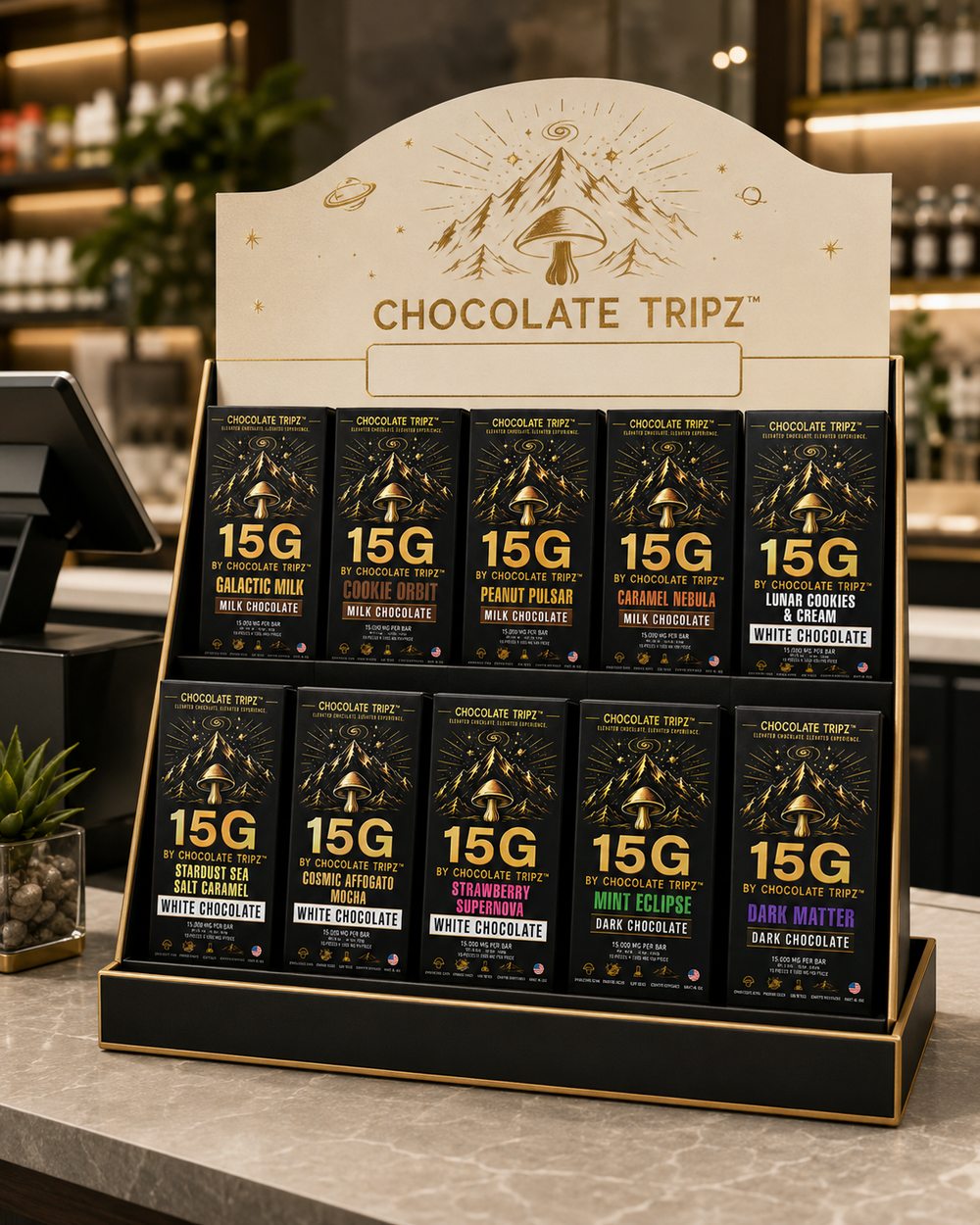Chocolate Tripz point-of-sale display
